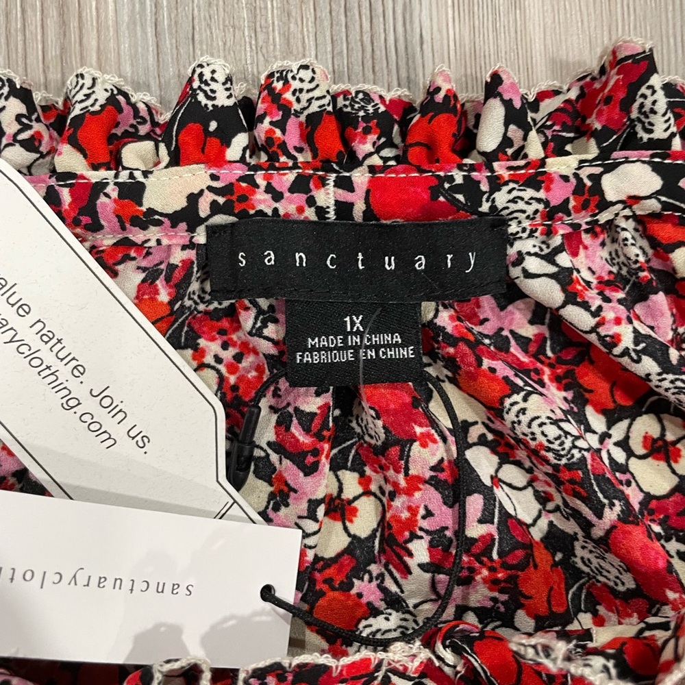 New Sanctuary floral print blouse with keyhole neck tie. - Picture 3 of 5